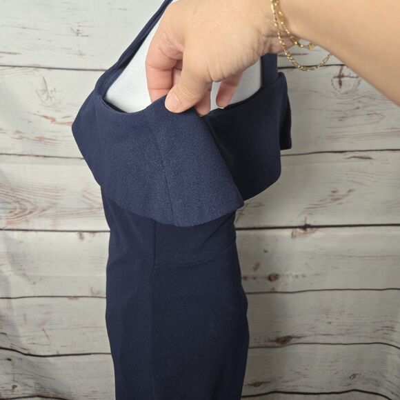 Lulus Womens Dress Size Small Navy Blue Off The Shoulder Bodycon Cityscape - Picture 5 of 8